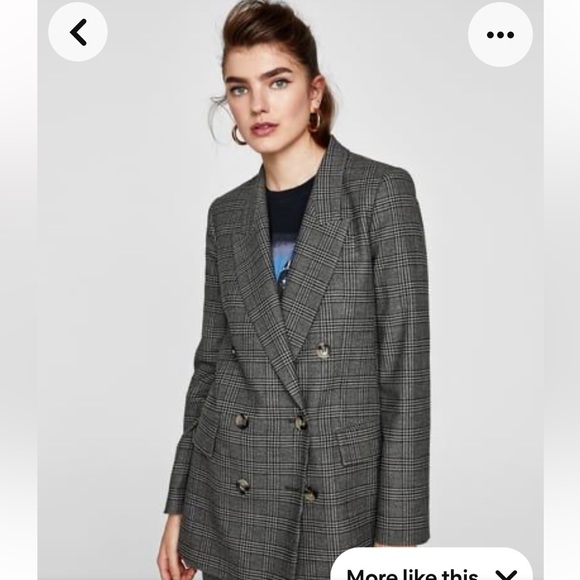 Zara Jackets & Blazers - NWOT Zara Double Breasted Checkered Blazer